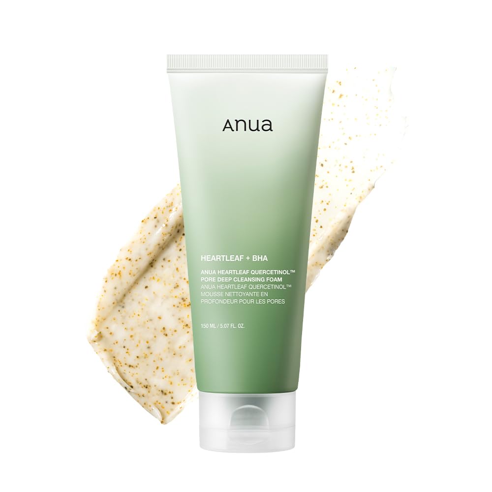 ANUA Heartleaf Quercetinol Pore Deep Cleansing Foam, Facial Cleanser, for Double Cleansing, BHA, Hyaluronic Acid, Glycerin, Face Wash, Blackhead Remover, (150ml/5.07 fl.oz.)